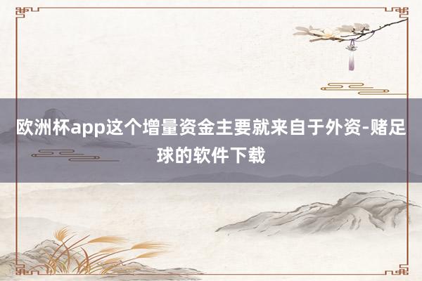 欧洲杯app这个增量资金主要就来自于外资-赌足球的软件下载