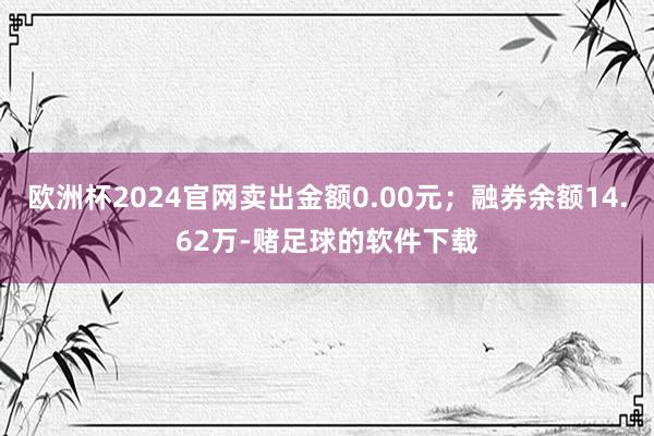 欧洲杯2024官网卖出金额0.00元；融券余额14.62万-赌足球的软件下载