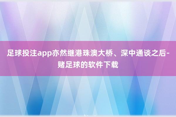 足球投注app亦然继港珠澳大桥、深中通谈之后-赌足球的软件下载