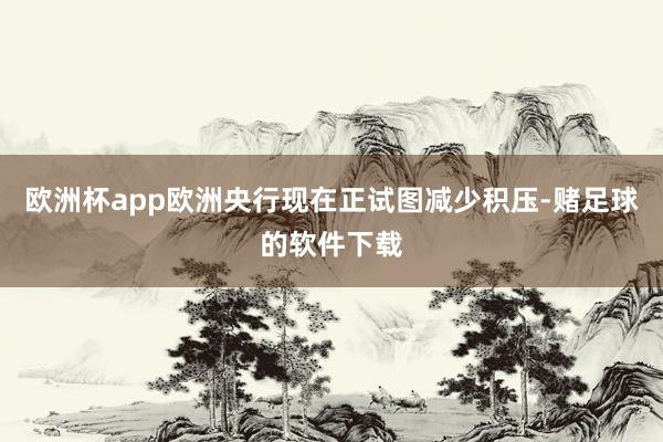 欧洲杯app欧洲央行现在正试图减少积压-赌足球的软件下载