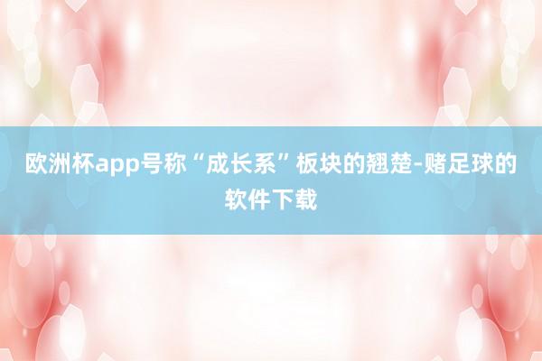 欧洲杯app号称“成长系”板块的翘楚-赌足球的软件下载