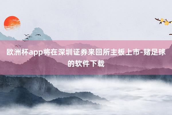 欧洲杯app将在深圳证券来回所主板上市-赌足球的软件下载